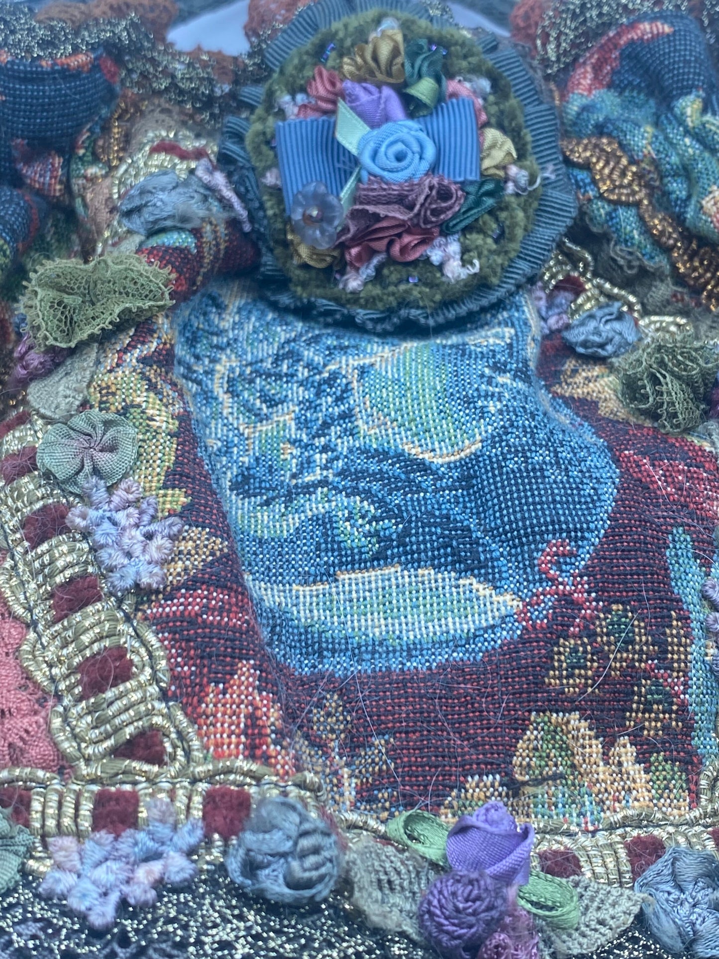 Vintage Chimaki Brocade Lace patchwork Hand Bag purse