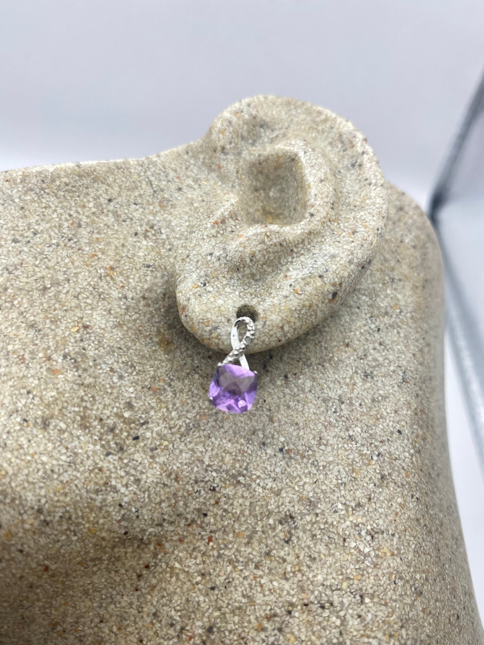 Vintage Purple Amethyst Earrings 925 Sterling Silver Studs