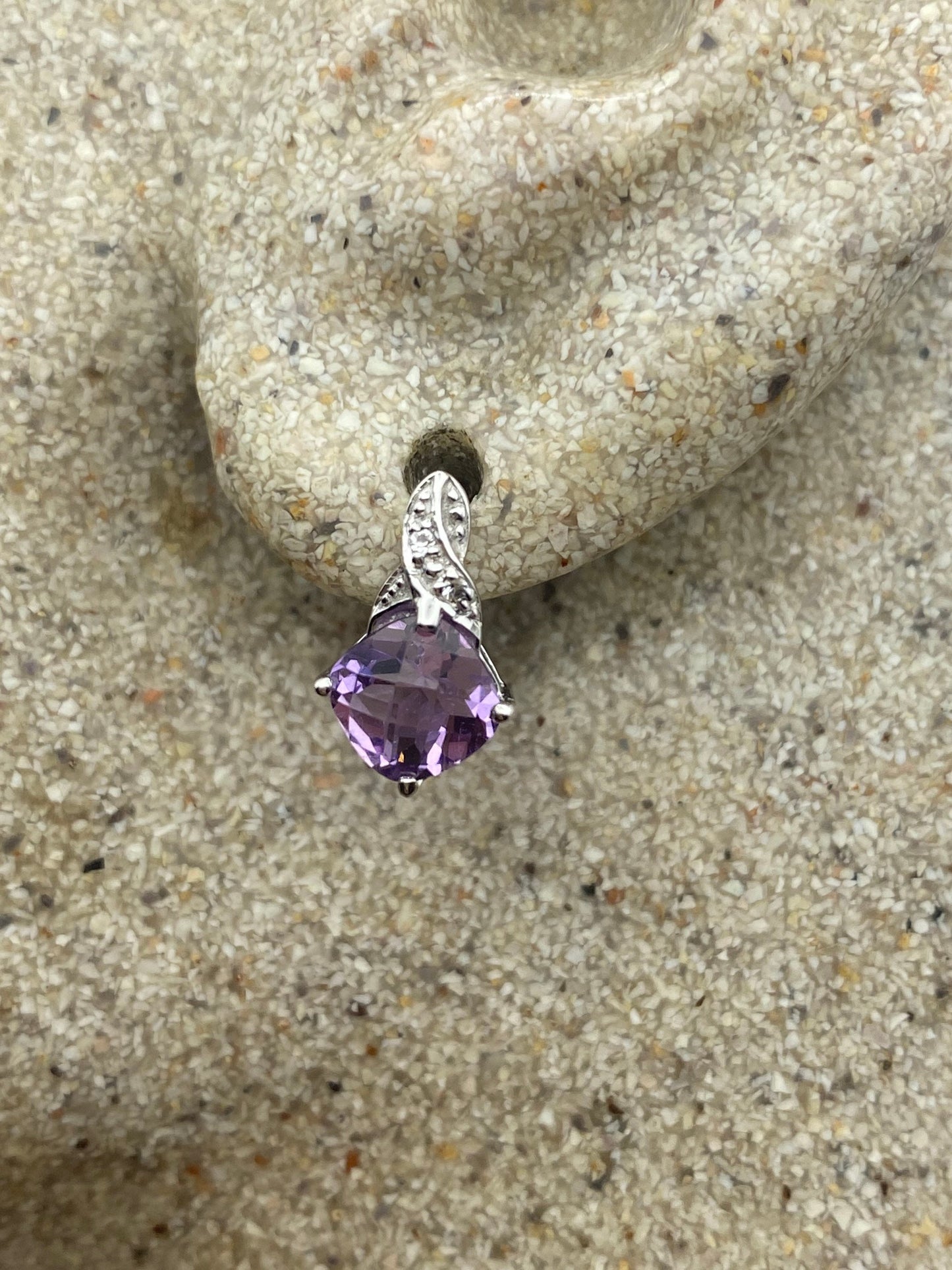 Vintage Purple Amethyst Earrings 925 Sterling Silver Studs