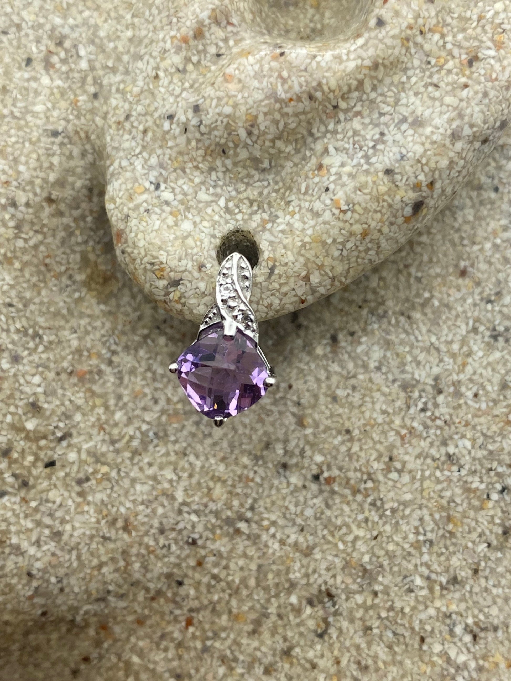 Vintage Purple Amethyst Earrings 925 Sterling Silver Studs