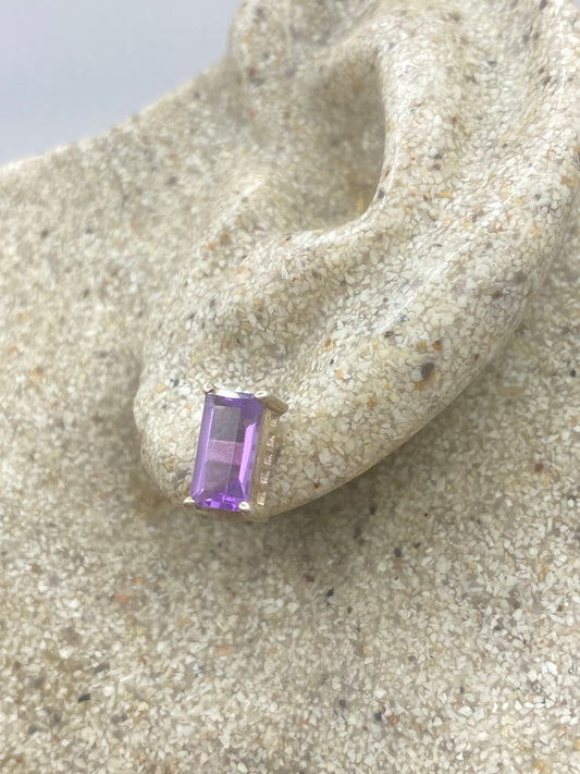 Vintage Purple Amethyst Earrings 925 Sterling Silver Studs