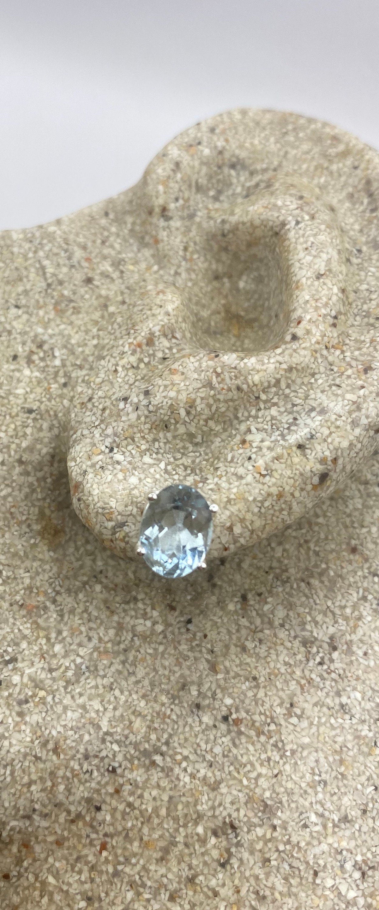 Vintage Blue Topaz Gemstone 925 Sterling Silver Stud Earrings