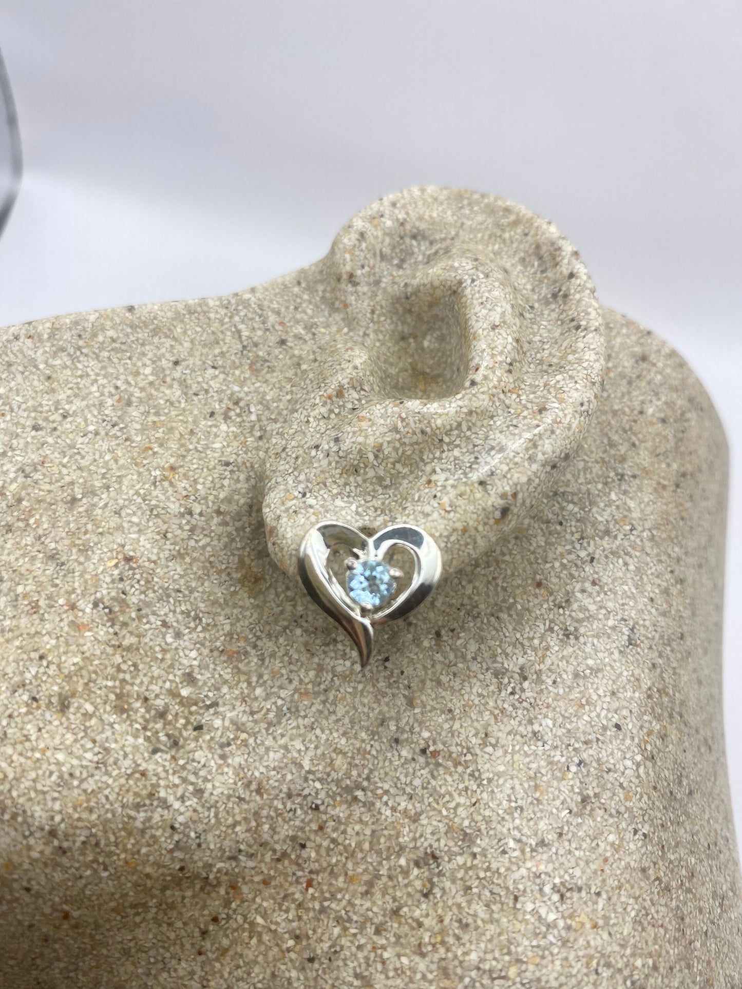 Vintage Blue Topaz Gemstone 925 Sterling Silver Stud Earrings