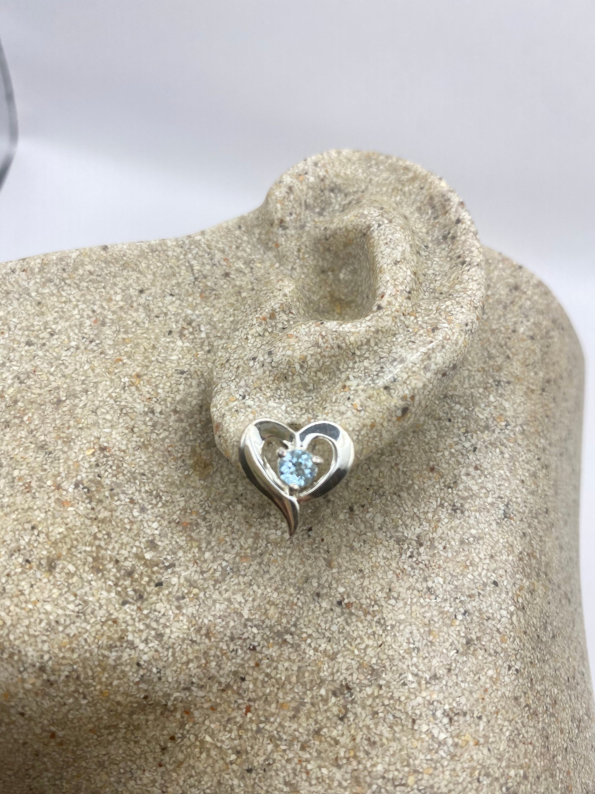 Vintage Blue Topaz Gemstone 925 Sterling Silver Stud Earrings