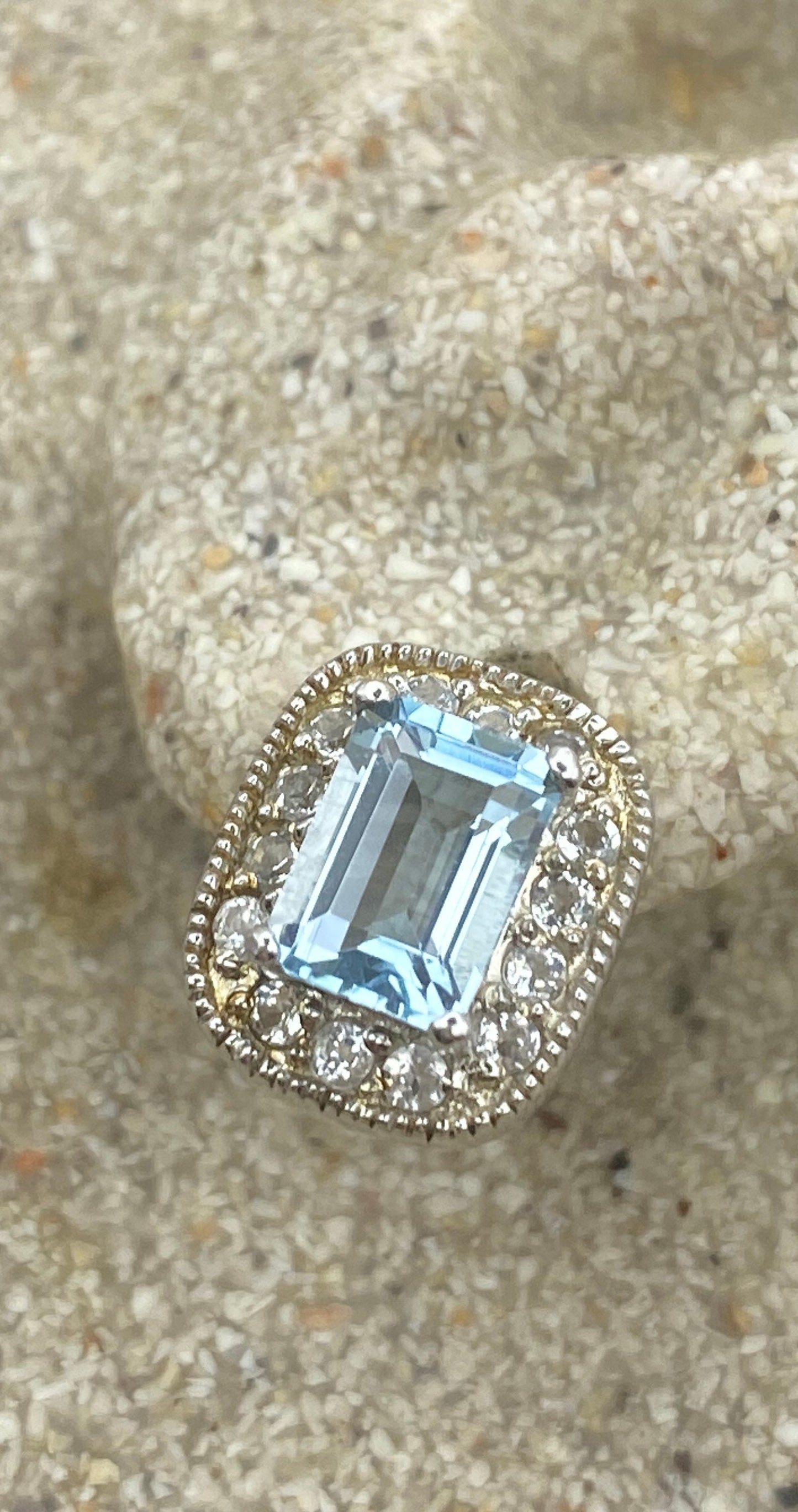 Vintage Blue Topaz Gemstone 925 Sterling Silver Stud Earrings