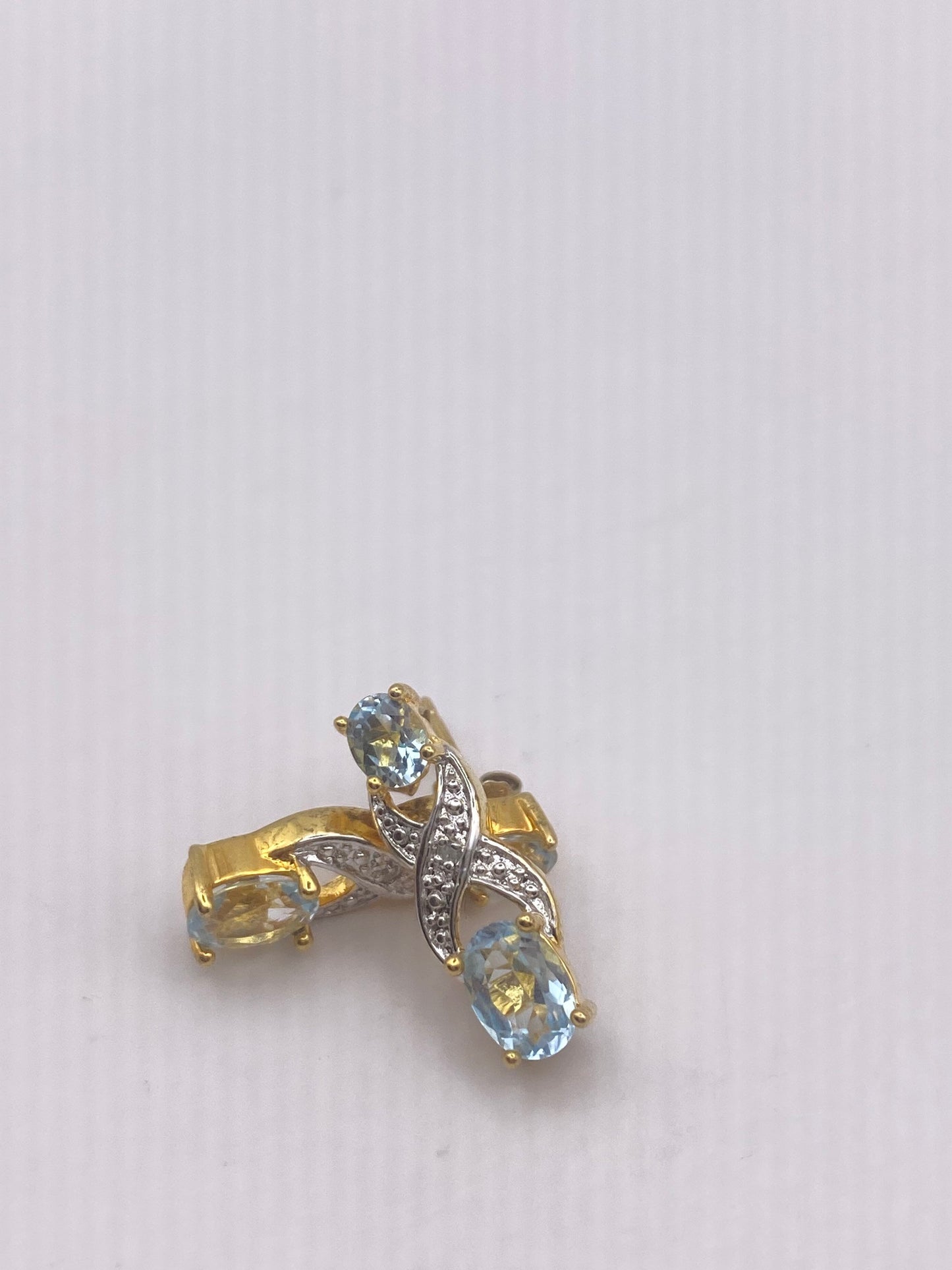 Vintage Aquamarine 925 Sterling Silver Stud Earrings