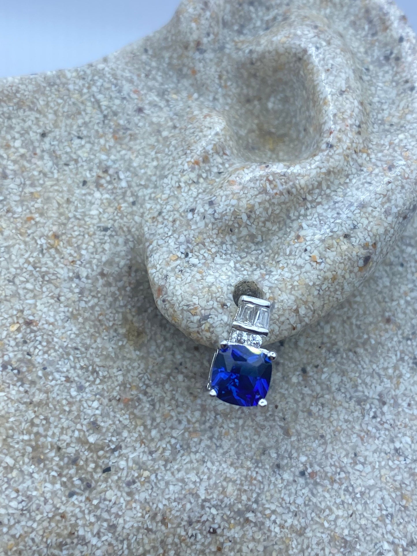 Vintage Blue Iolite Earrings Sterling Silver