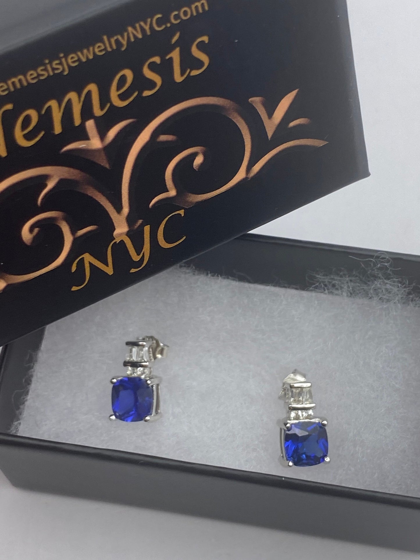 Vintage Blue Iolite Earrings Sterling Silver