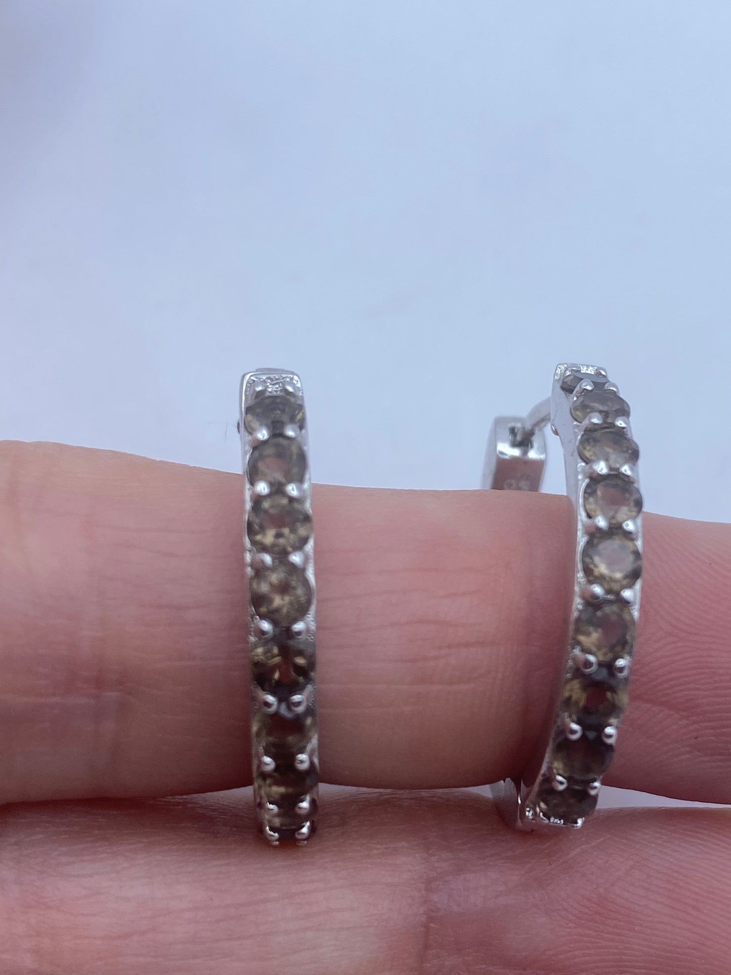 Vintage Brown Smoky Topaz 925 Sterling Silver Drop Chandelier Earrings