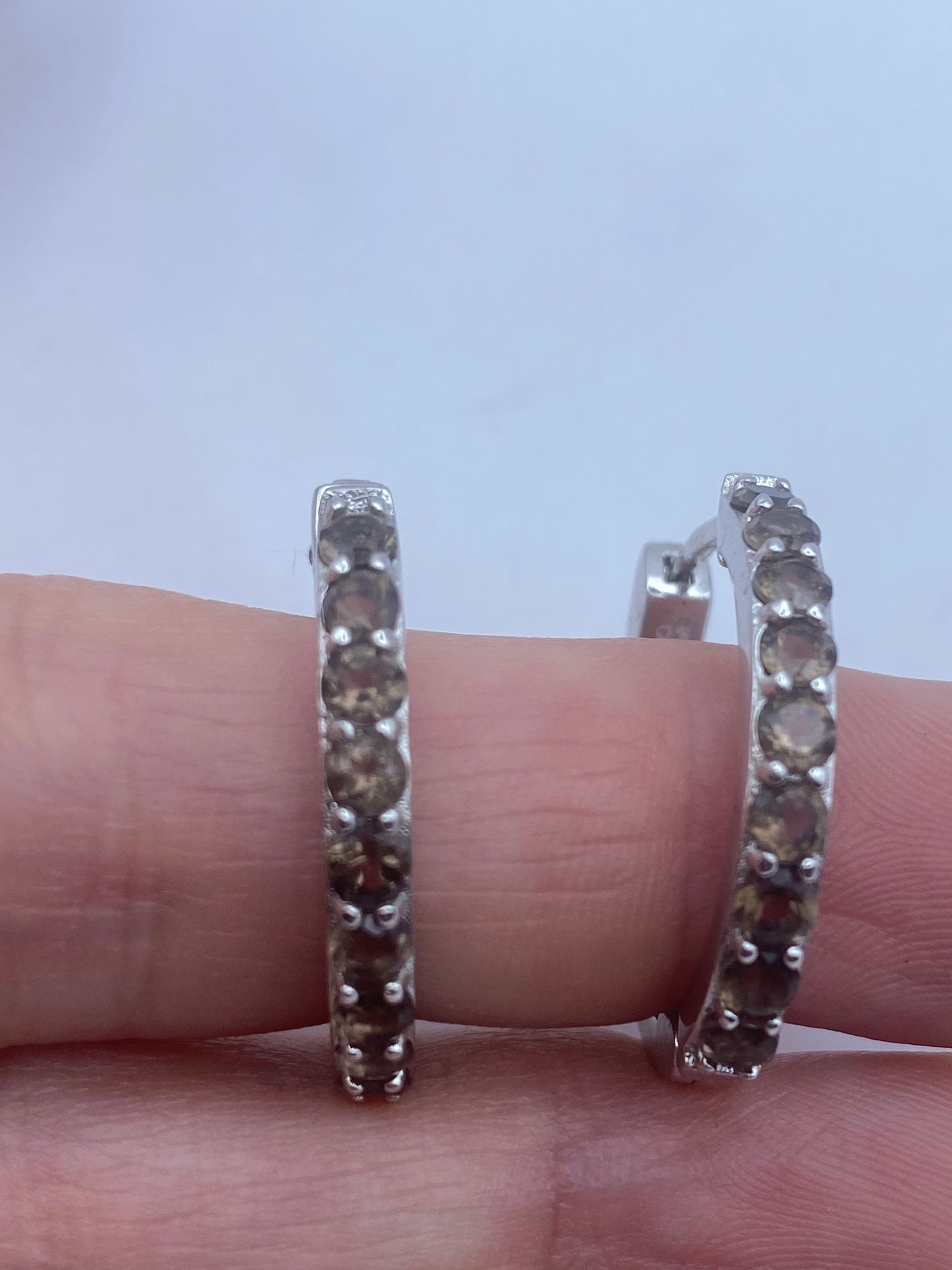 Vintage Brown Smoky Topaz 925 Sterling Silver Drop Chandelier Earrings
