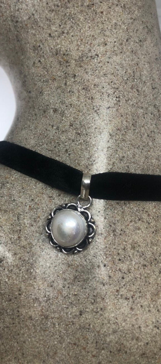 Vintage White Biwa Pearl Silver Choker Necklace