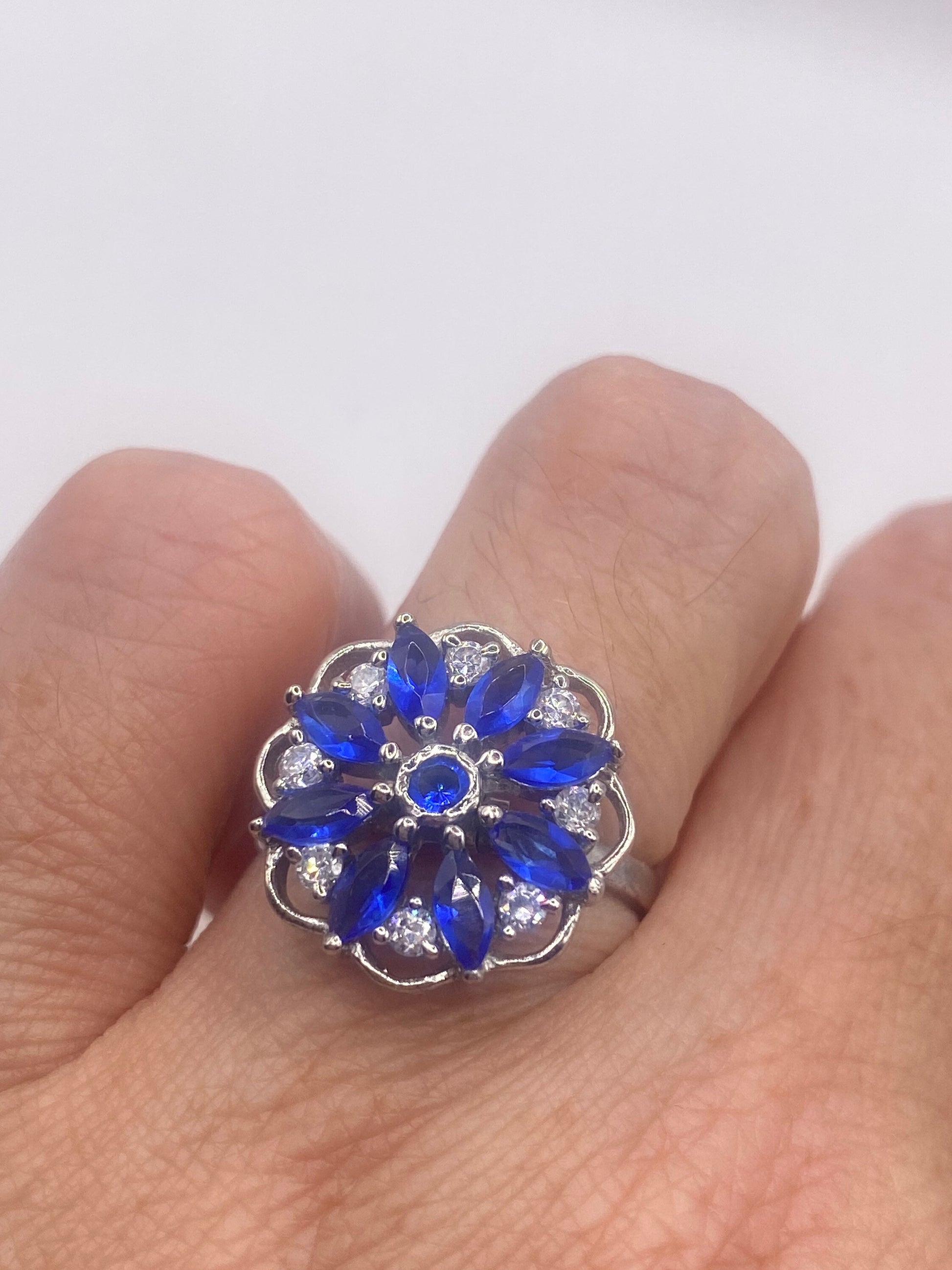 Vintage Blue Iolite 925 Sterling Silver Ring Size 7