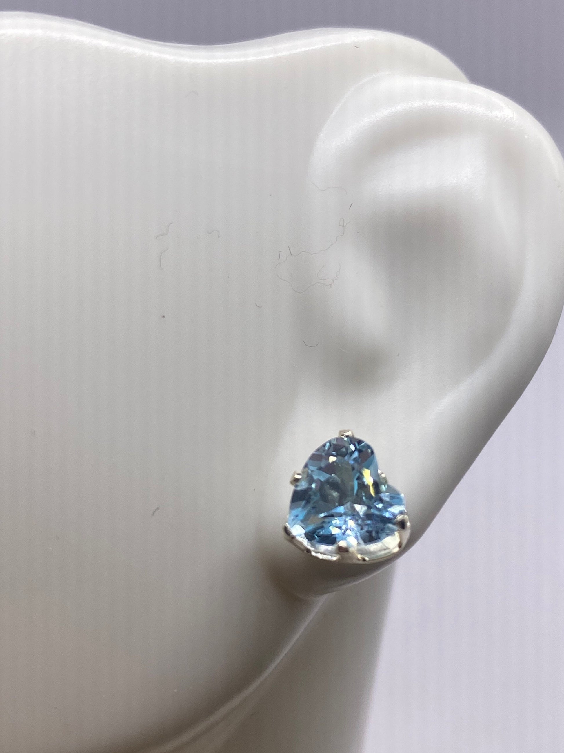 Vintage Blue Topaz Gemstone 925 Sterling Silver Stud Earrings