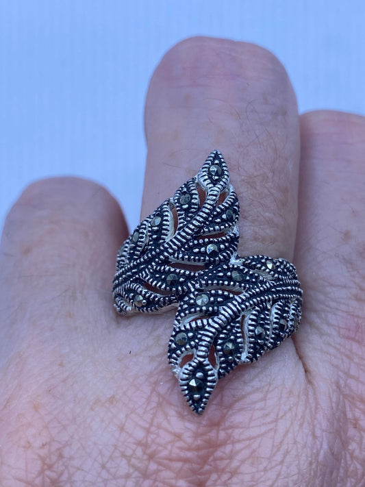 Vintage Swiss Marcasite Setting 925 Sterling Silver Cocktail Ring