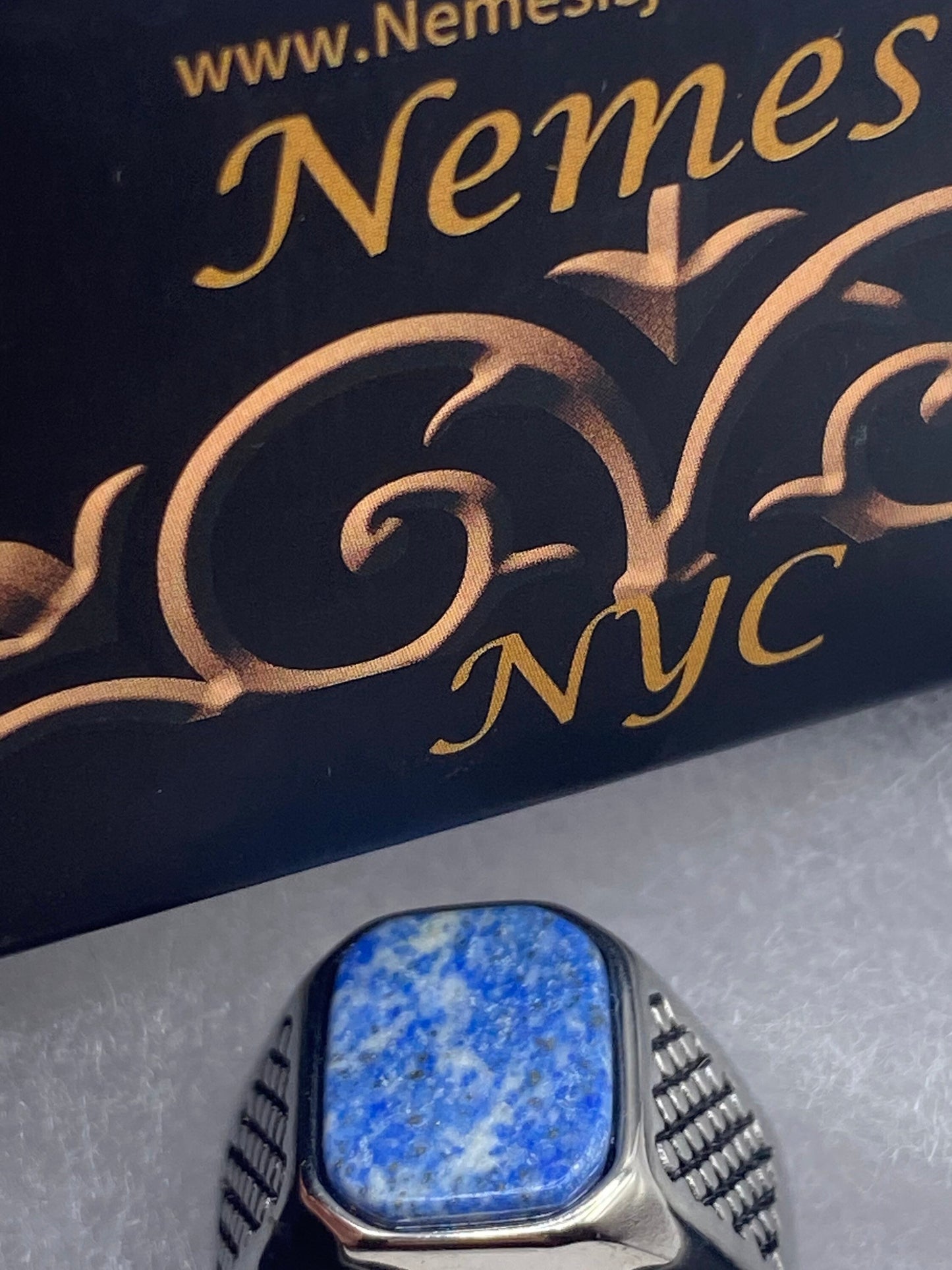 Vintage Blue Lapis Lazuli Mens Ring