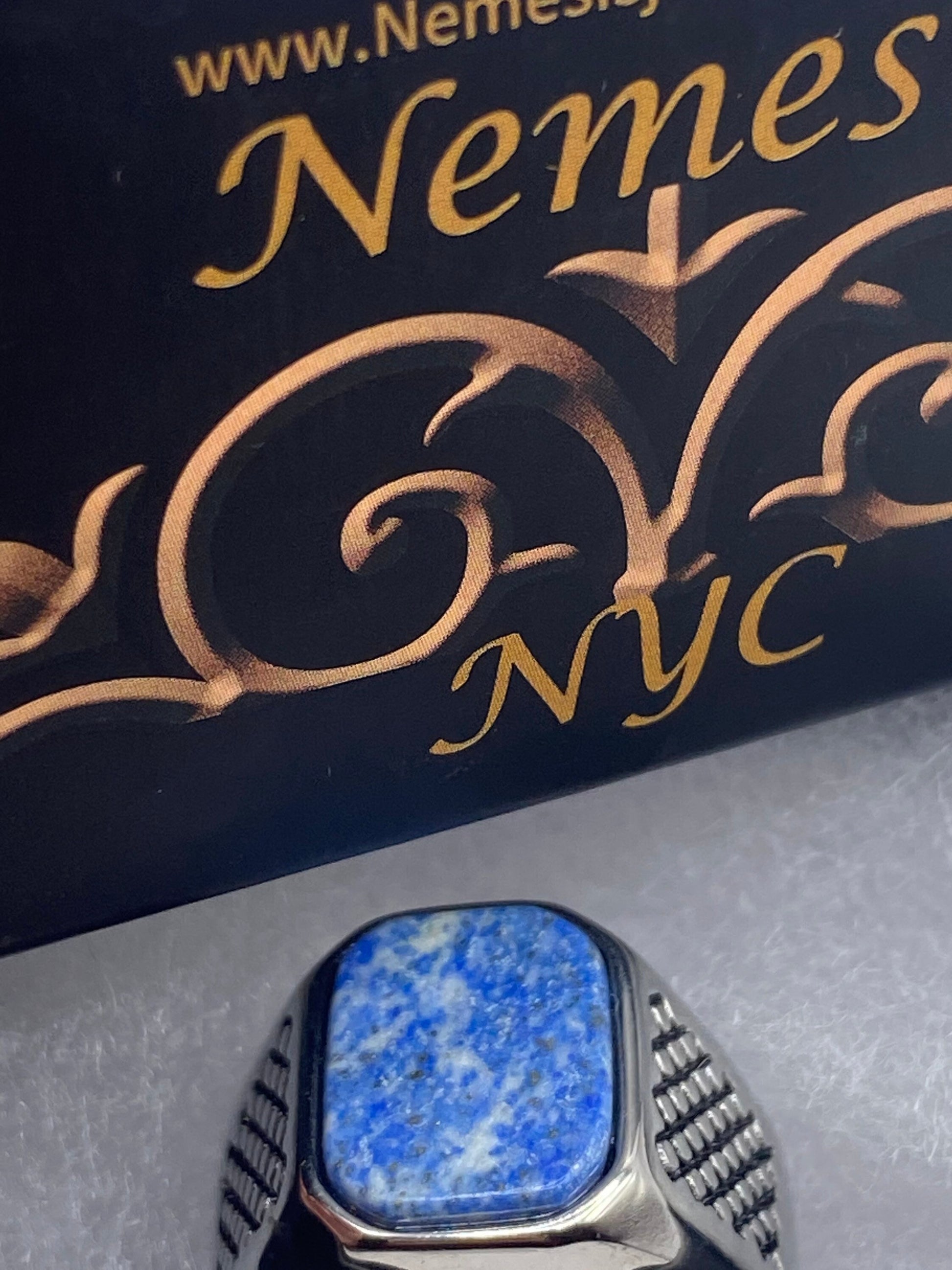 Vintage Blue Lapis Lazuli Mens Ring