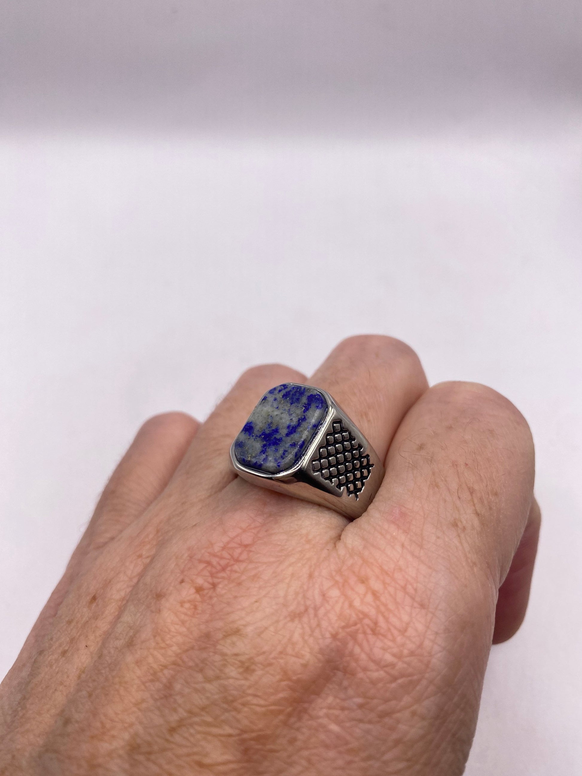 Vintage Blue Lapis Lazuli Mens Ring