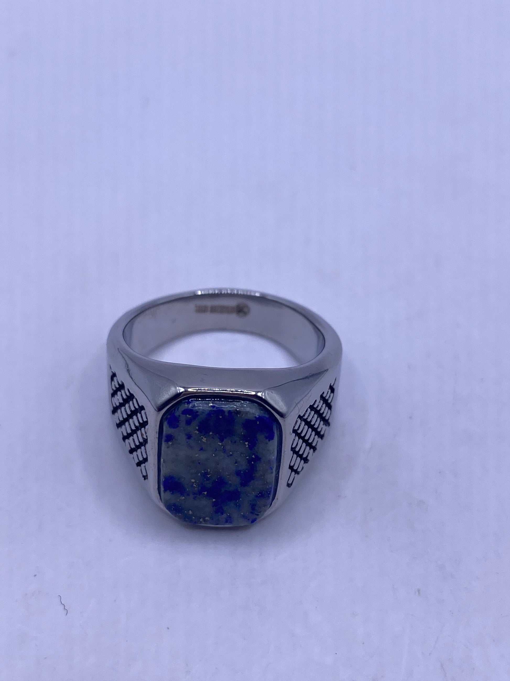 Vintage Blue Lapis Lazuli Mens Ring