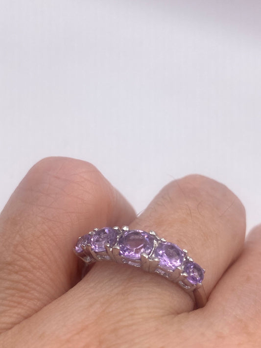 Vintage Purple Amethyst Ring 925 Sterling Silver Size 9