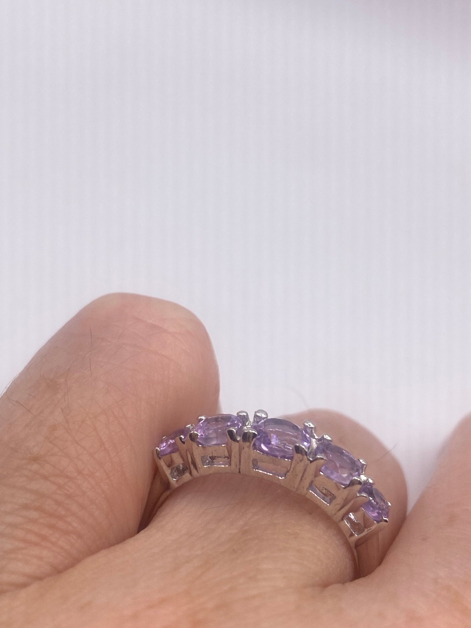 Vintage Purple Amethyst Ring 925 Sterling Silver Size 9