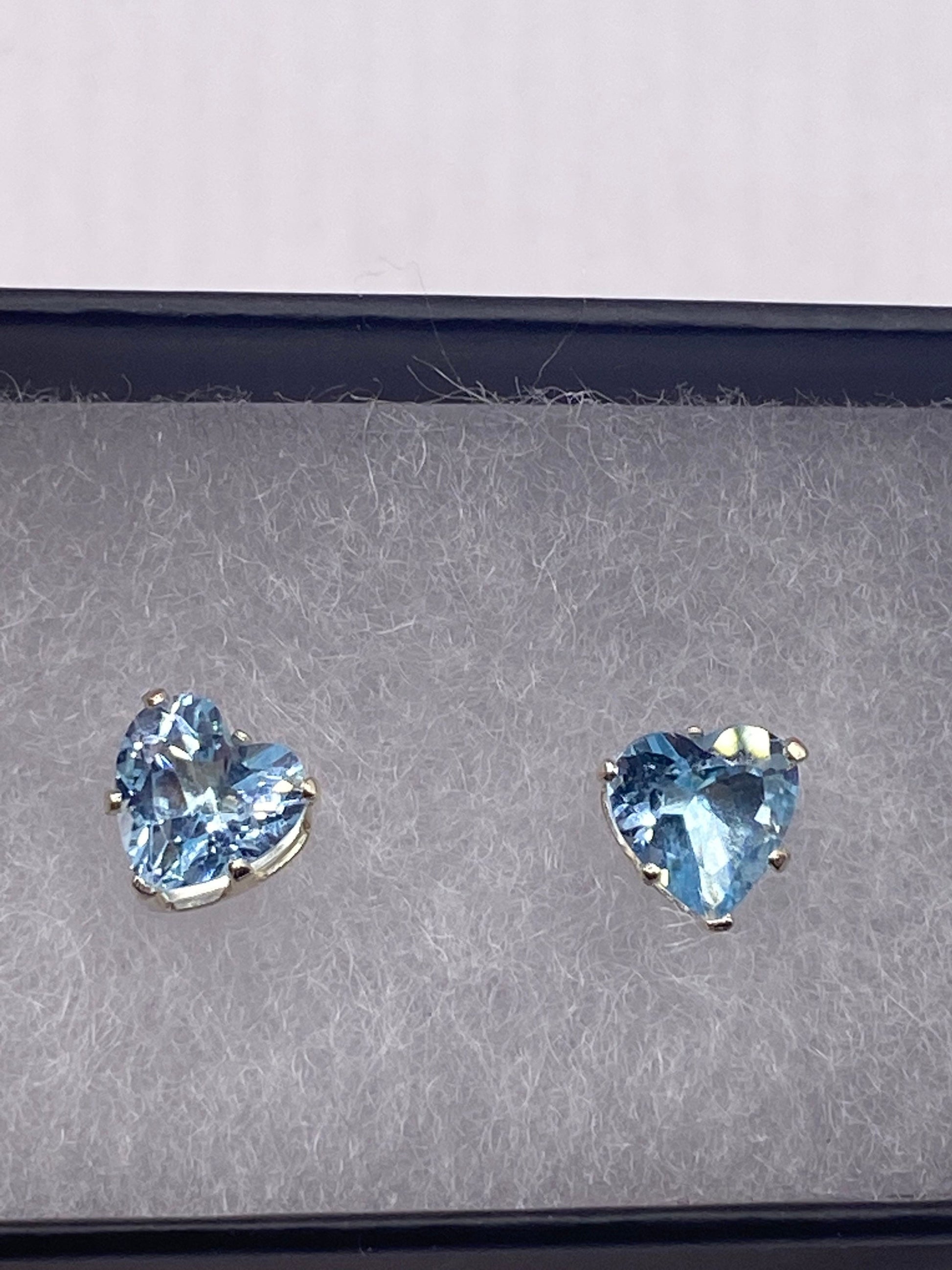 Vintage Blue Topaz Gemstone 925 Sterling Silver Stud Earrings