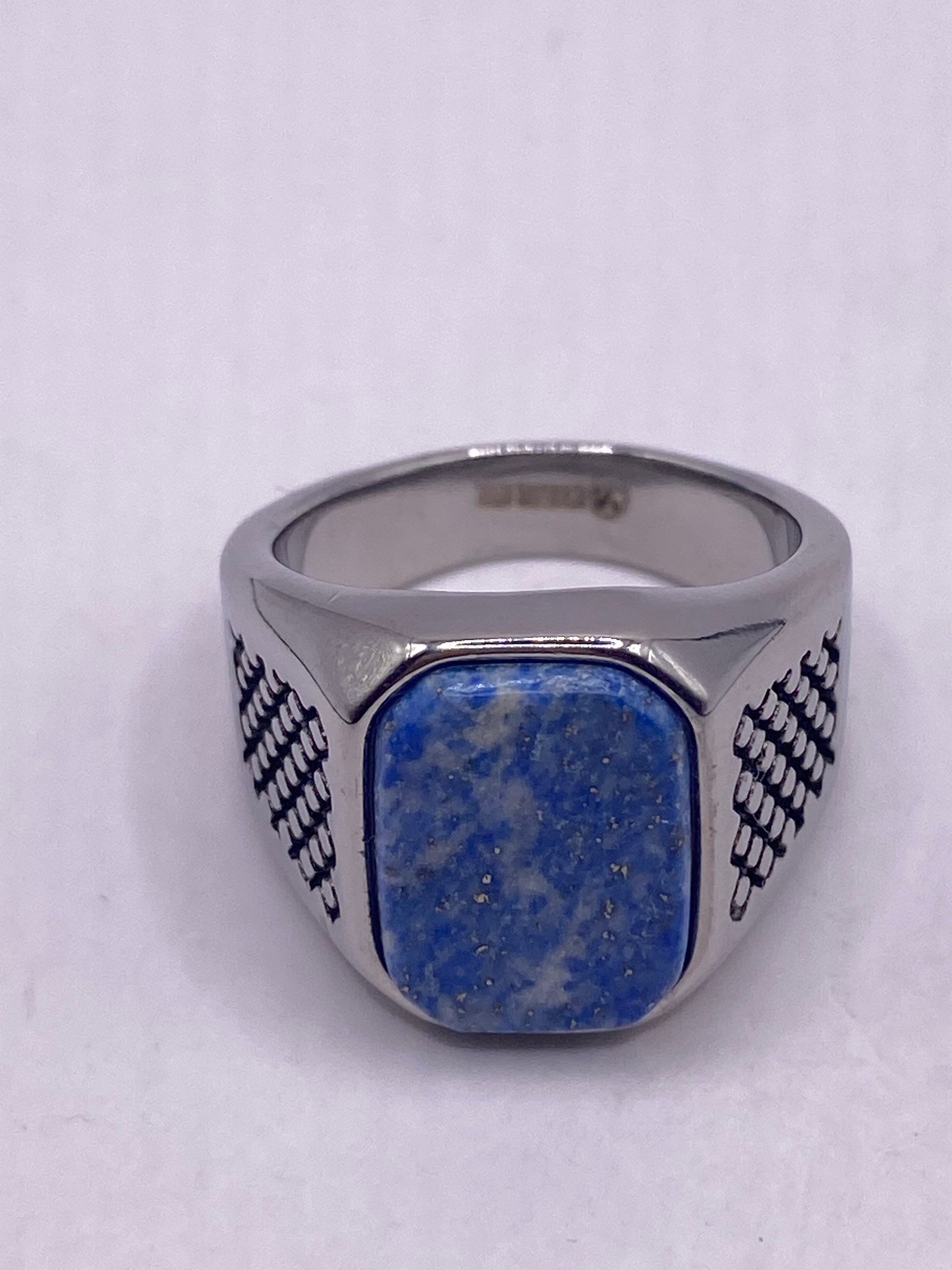 Vintage Blue Lapis Lazuli Mens Ring