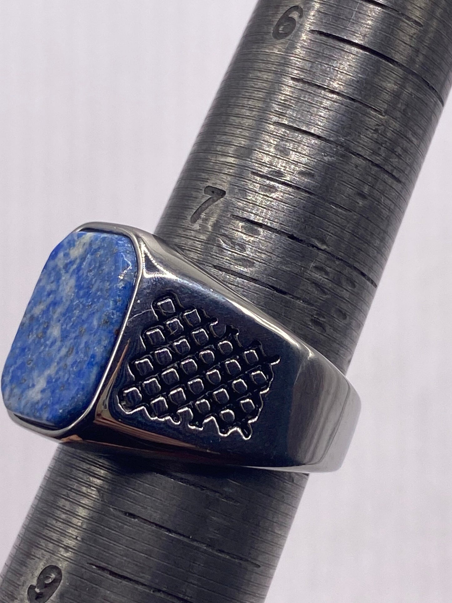 Vintage Blue Lapis Lazuli Mens Ring