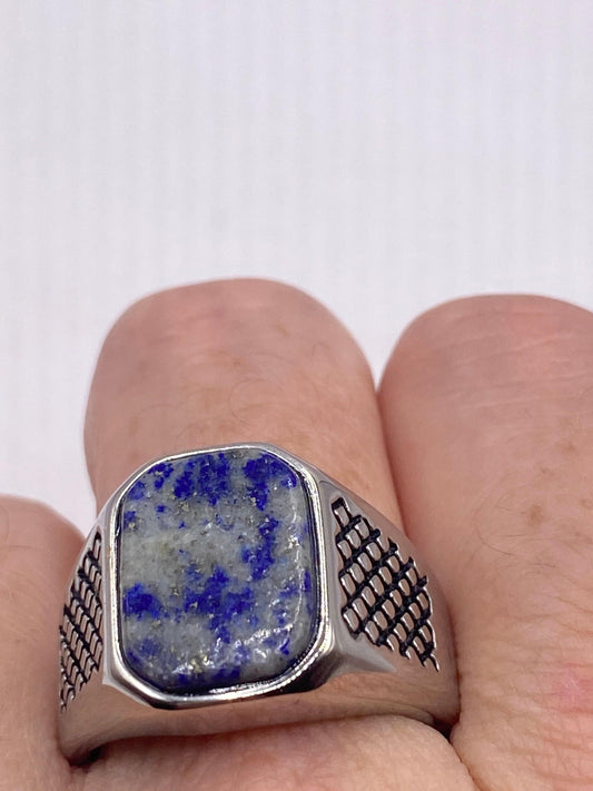 Vintage Blue Lapis Lazuli Mens Ring