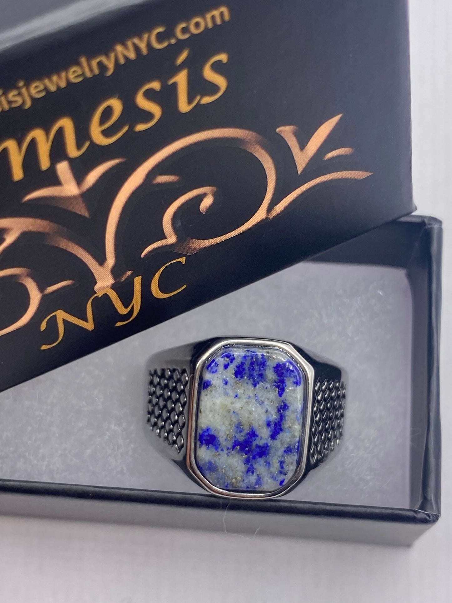 Vintage Blue Lapis Lazuli Mens Ring