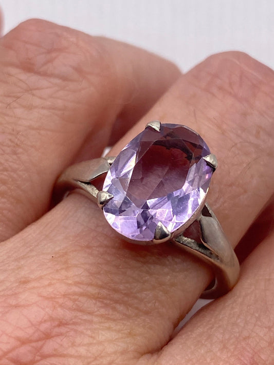 Vintage Purple Amethyst 925 Sterling Silver Cocktail Ring