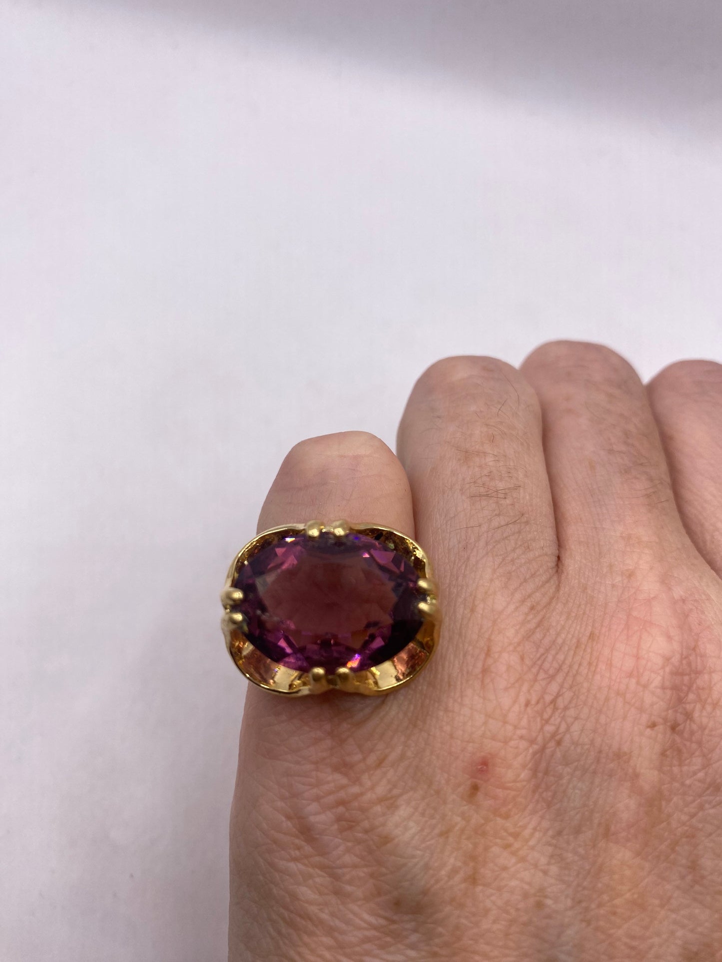 Vintage Gold Filled Purple Crystal Cocktail Ring