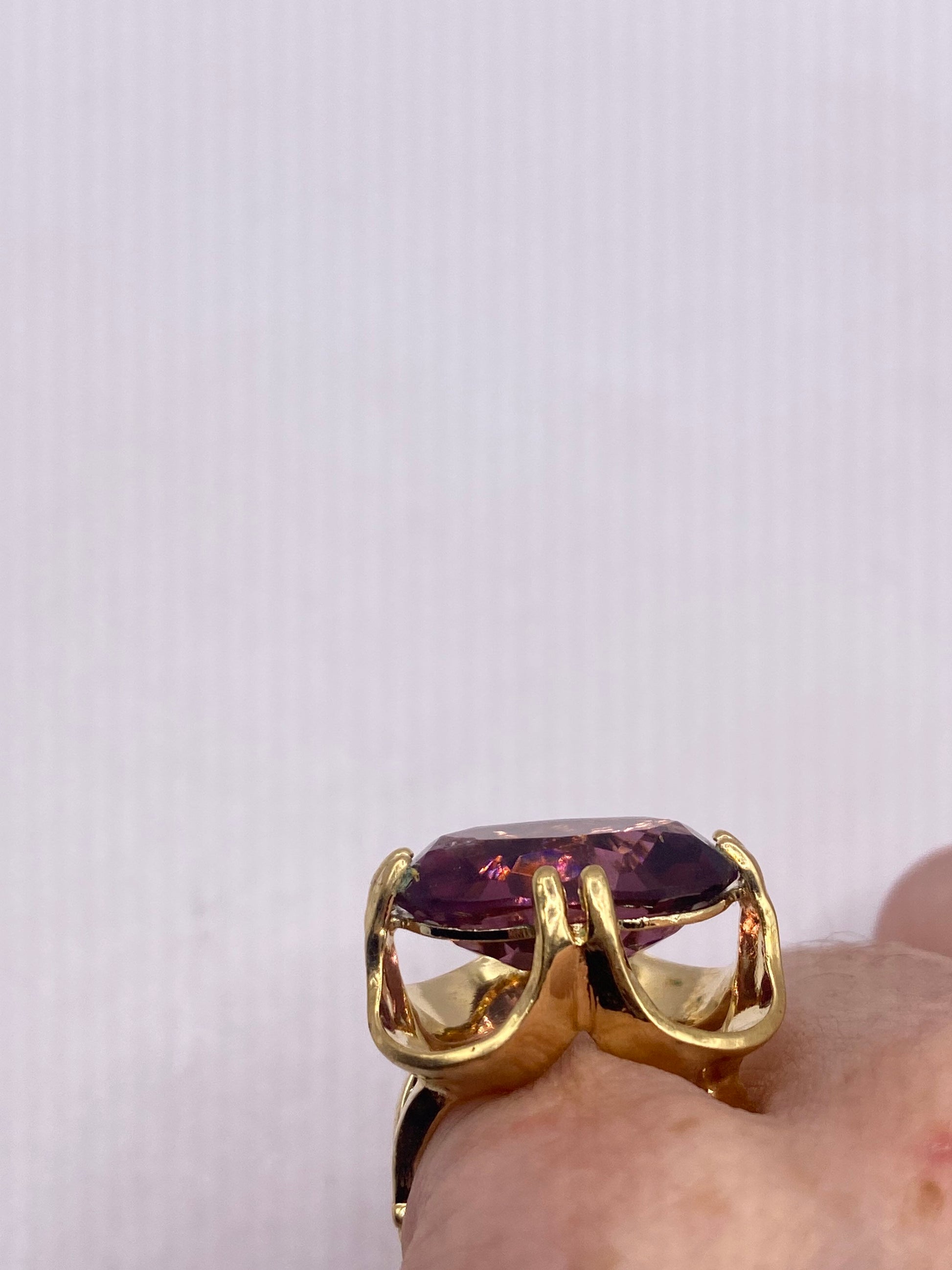 Vintage Gold Filled Purple Crystal Cocktail Ring