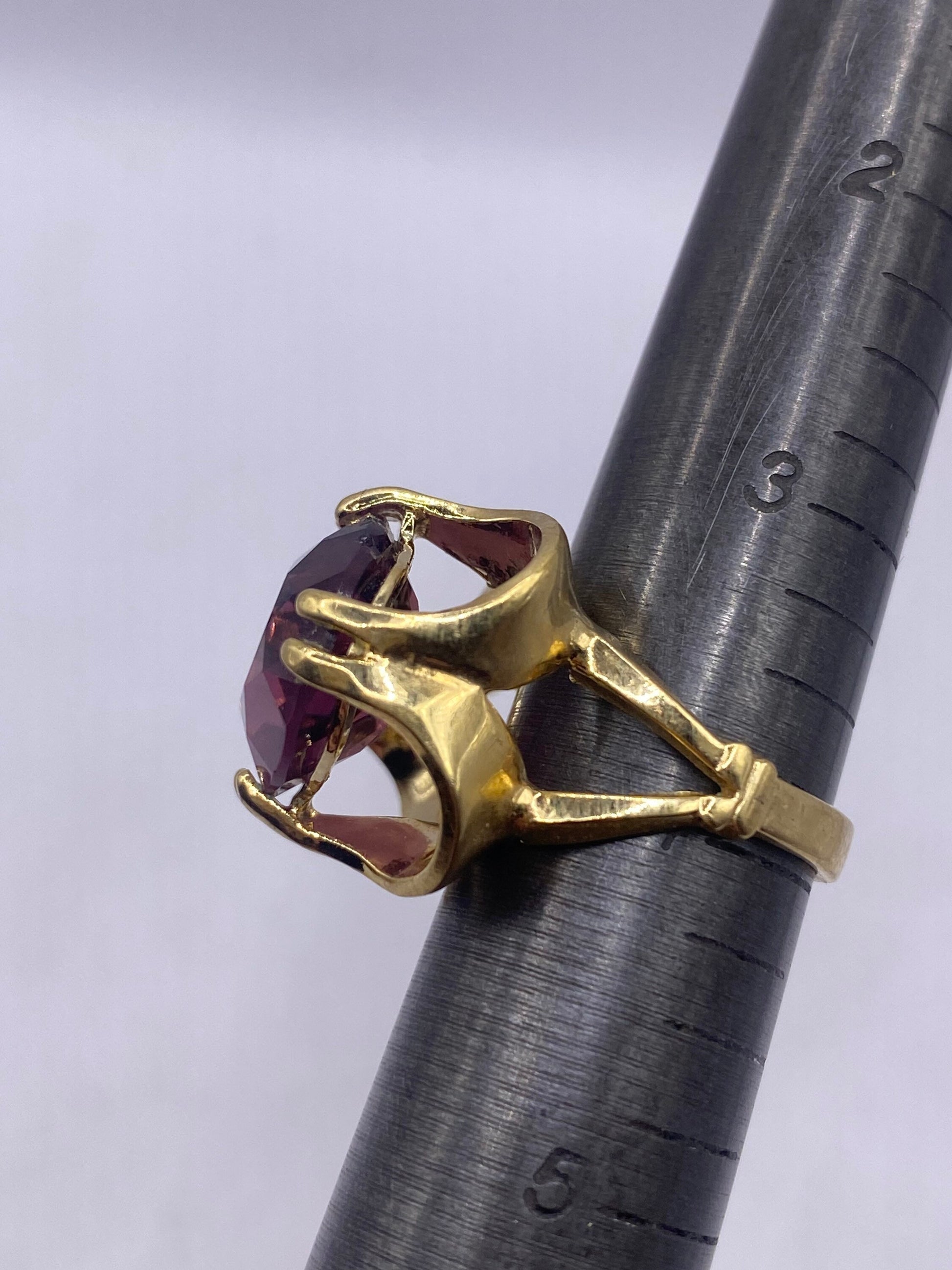 Vintage Gold Filled Purple Crystal Cocktail Ring