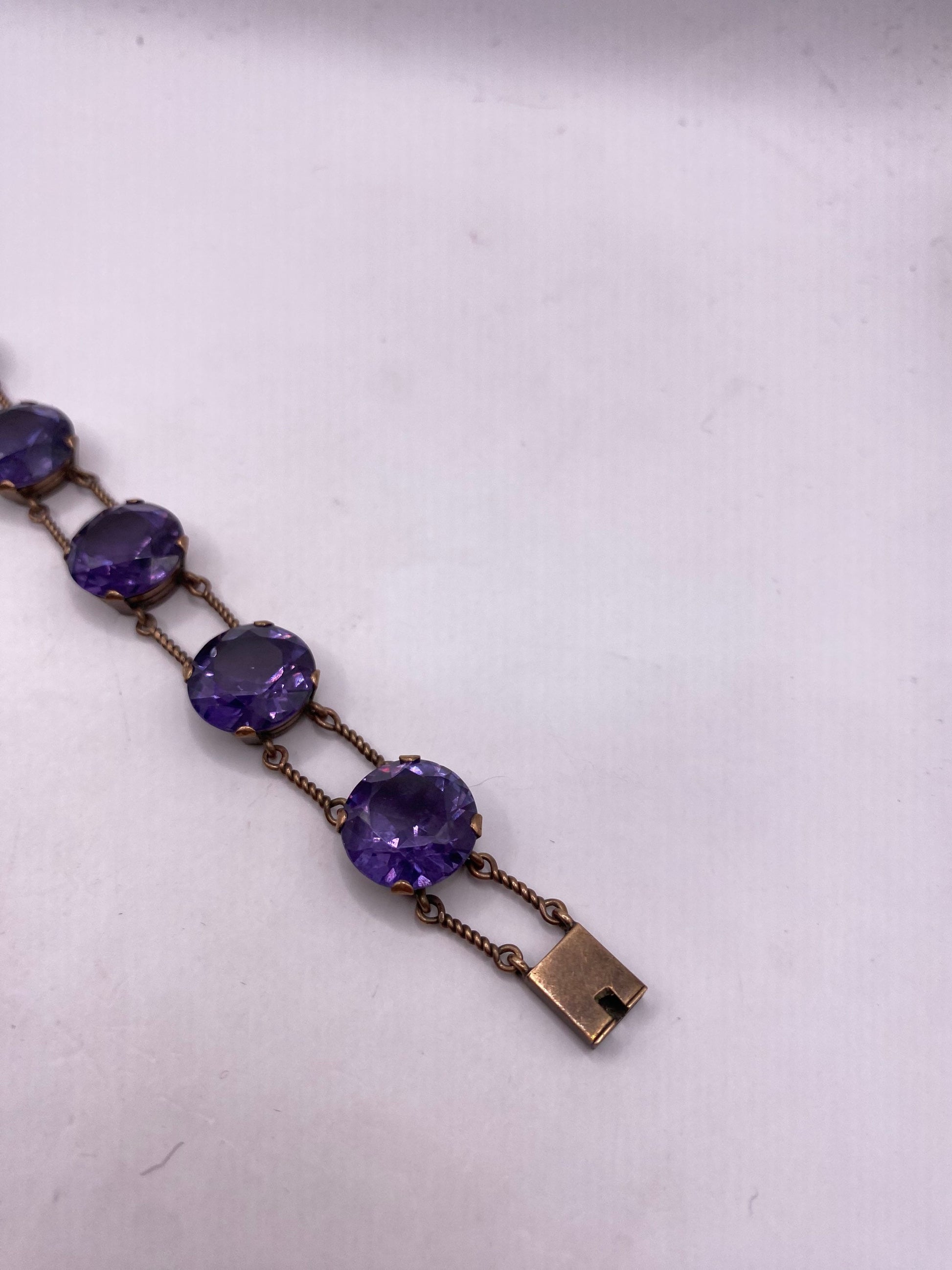 Vintage Gold Bracelet | Purple Color Change Alexandrite Bracelet Gold filled