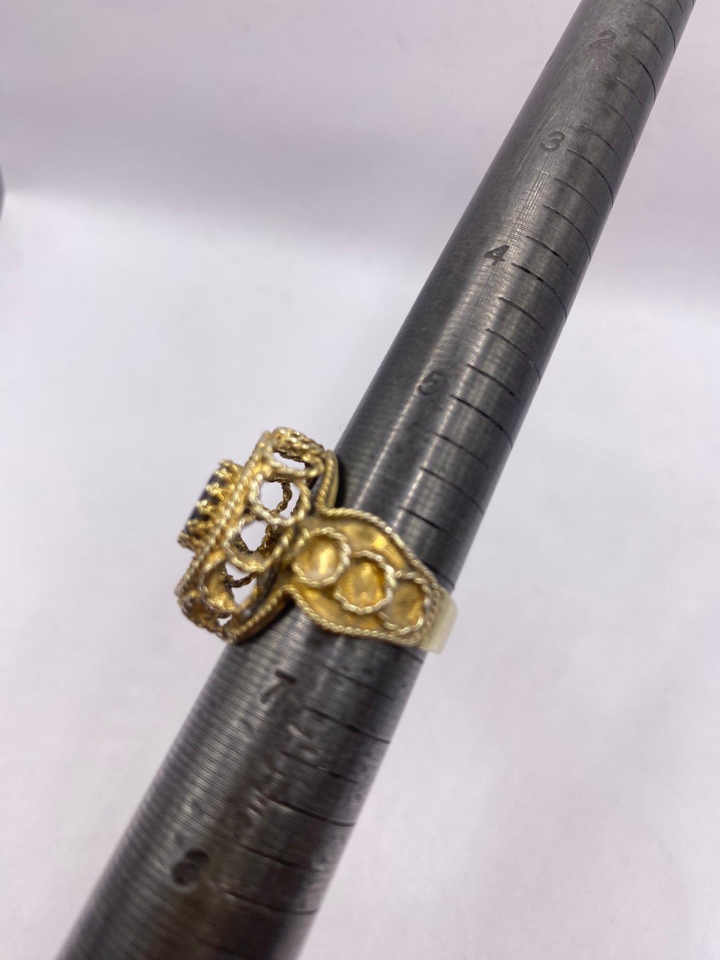 Vintage Bohemian Garnet Ring Gold Finished 925 Sterling Silver Cocktail Statement