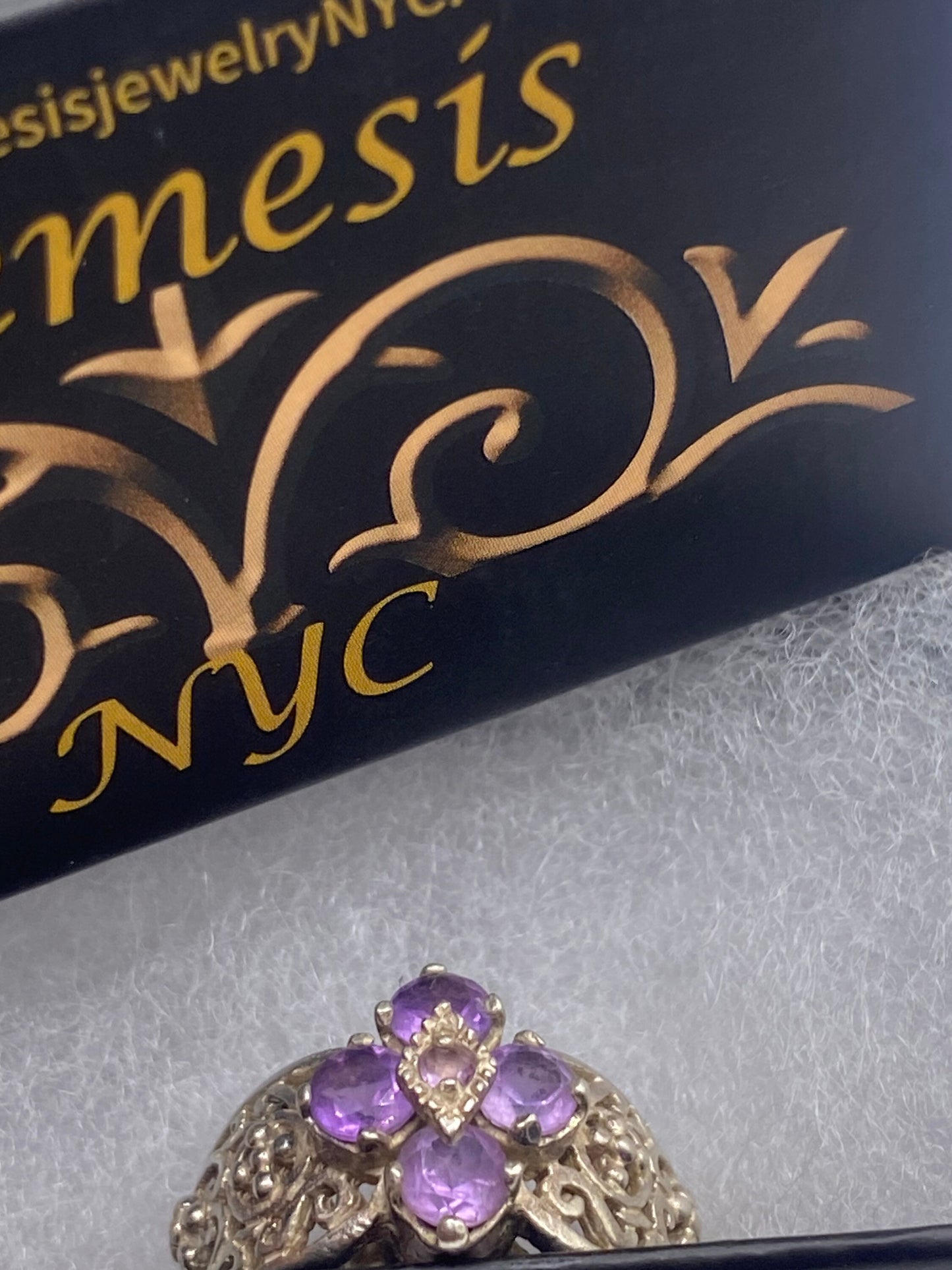 Vintage Purple Amethyst 925 Sterling Silver Cocktail Ring