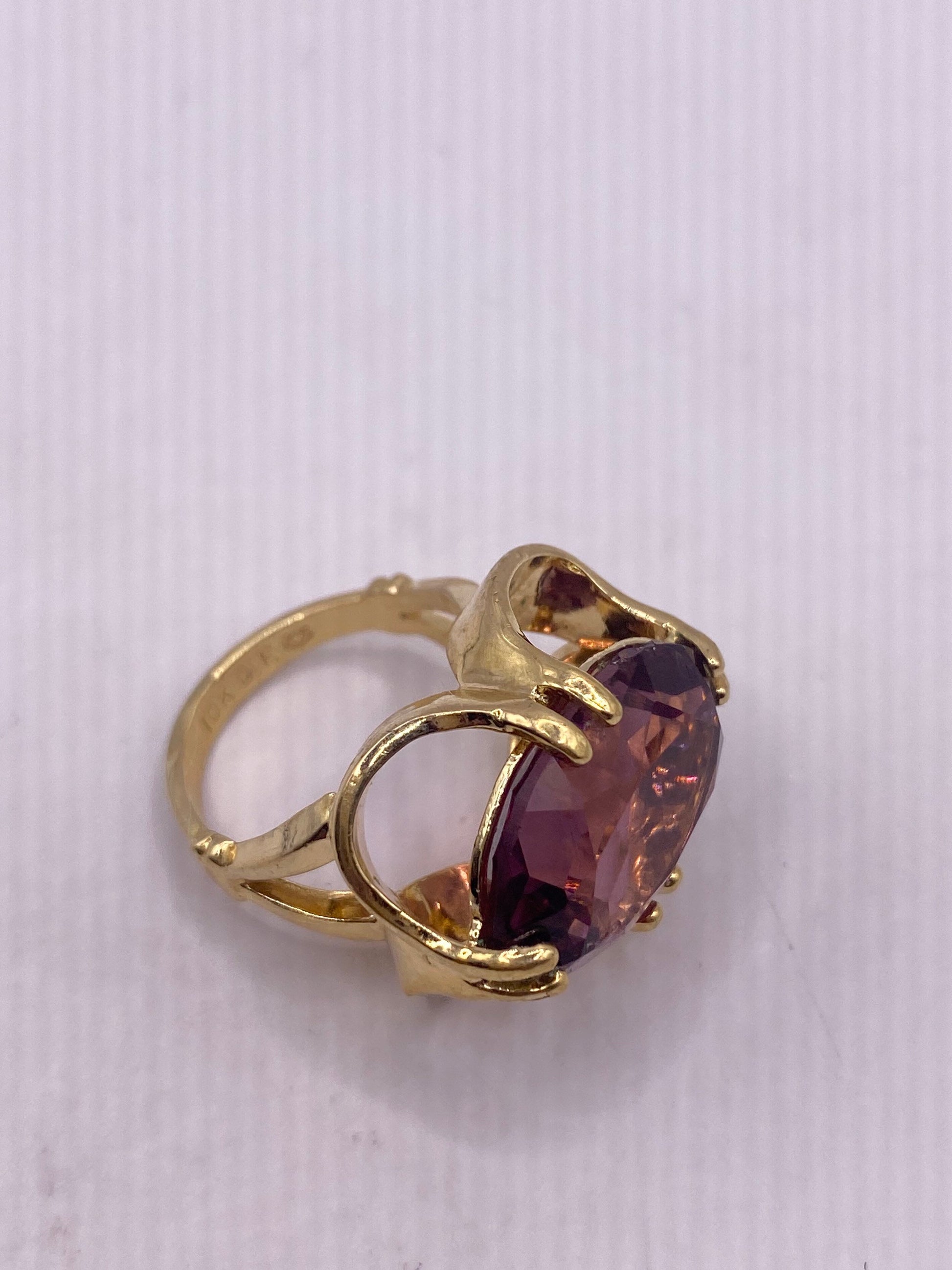 Vintage Gold Filled Purple Crystal Cocktail Ring