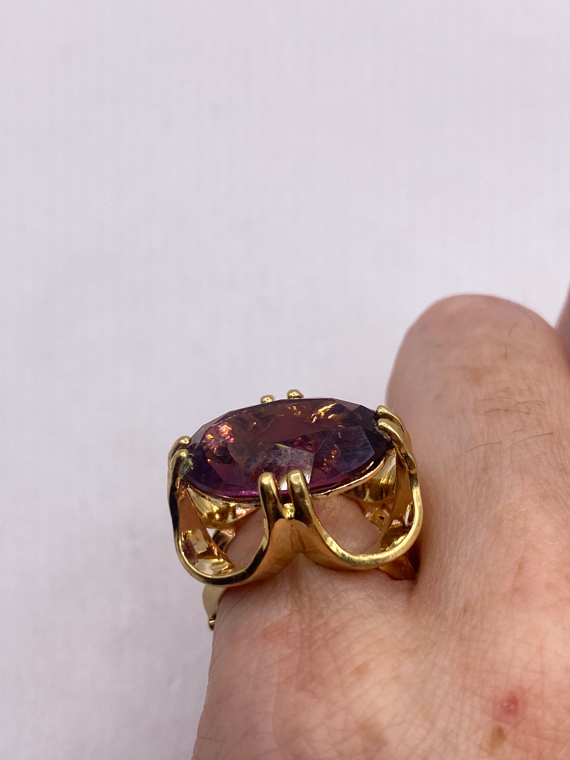 Vintage Gold Filled Purple Crystal Cocktail Ring