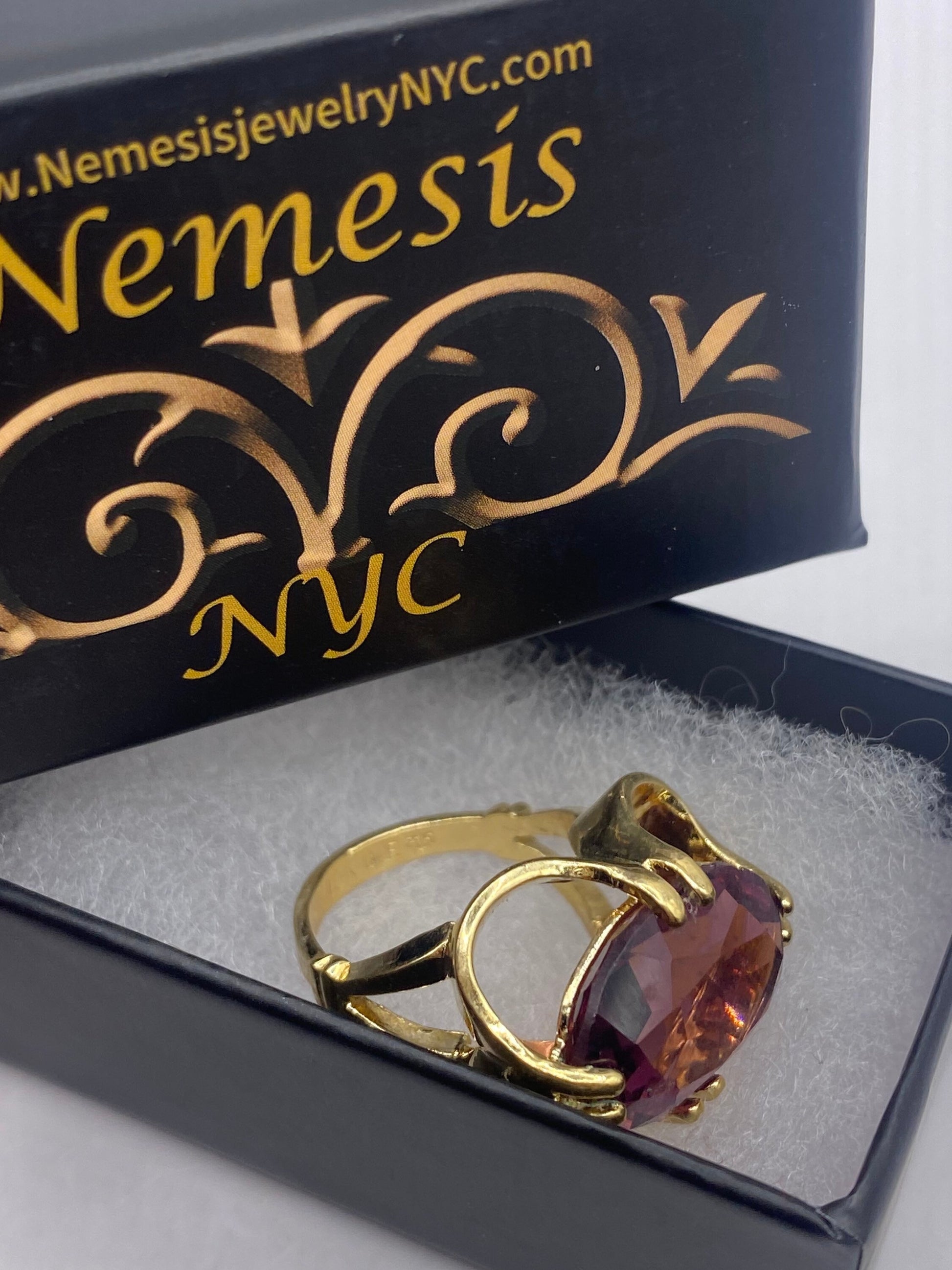 Vintage Gold Filled Purple Crystal Cocktail Ring