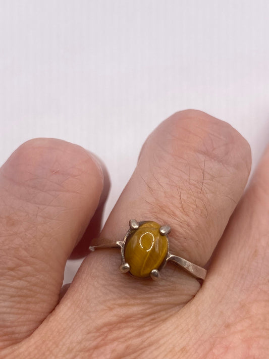 Vintage Tigers Eye Stone Silver Ring