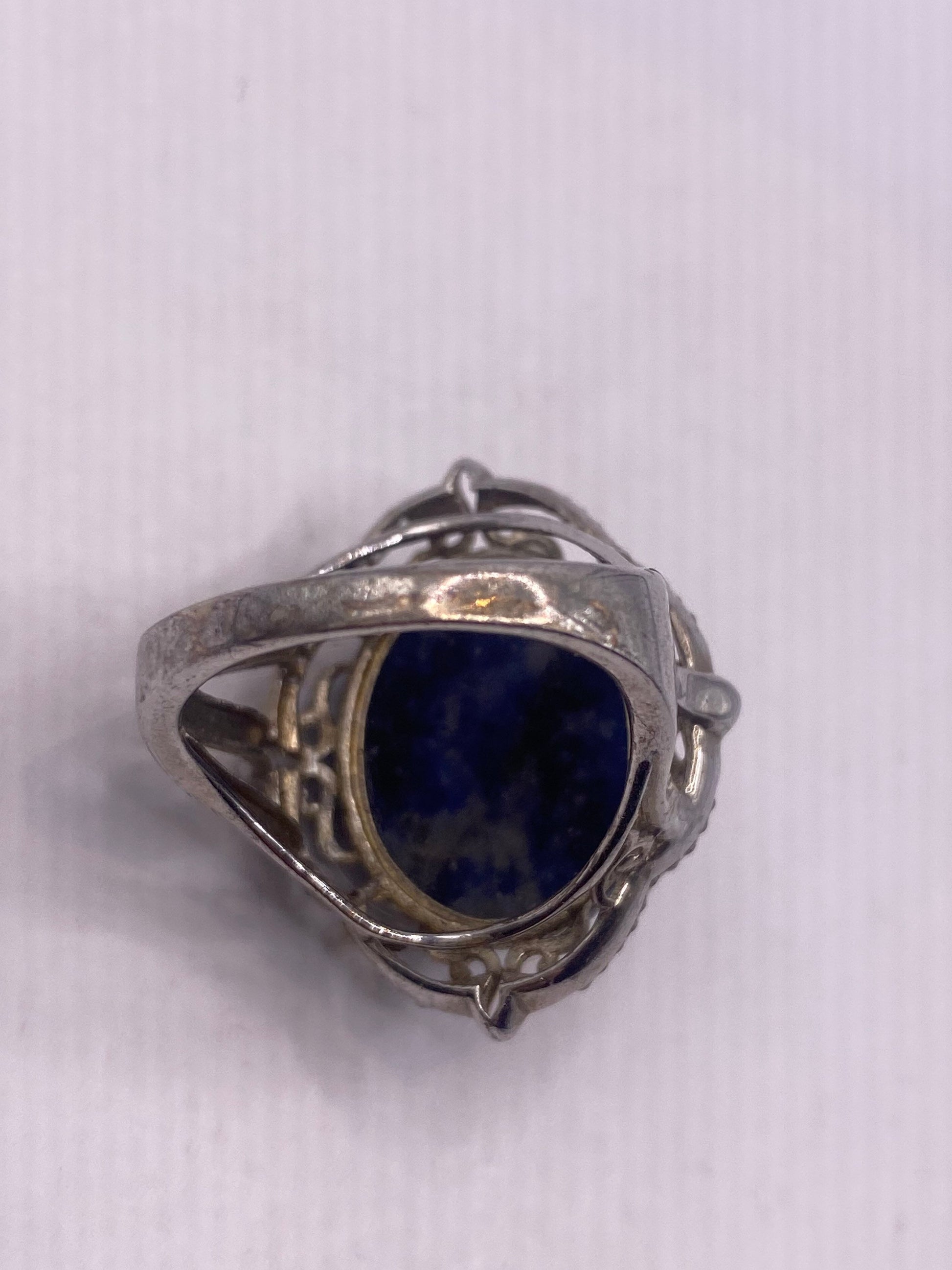 Vintage Genuine Blue Sodalite 925 Sterling Silver Ring