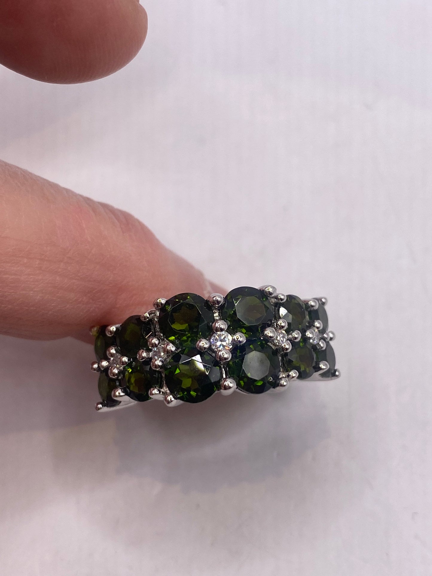 Vintage Handmade Genuine Green Chrome Diopside Setting 925 Sterling Silver Ring