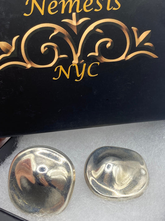 Antique Vintage 925 Sterling Silver Clip On button Earrings