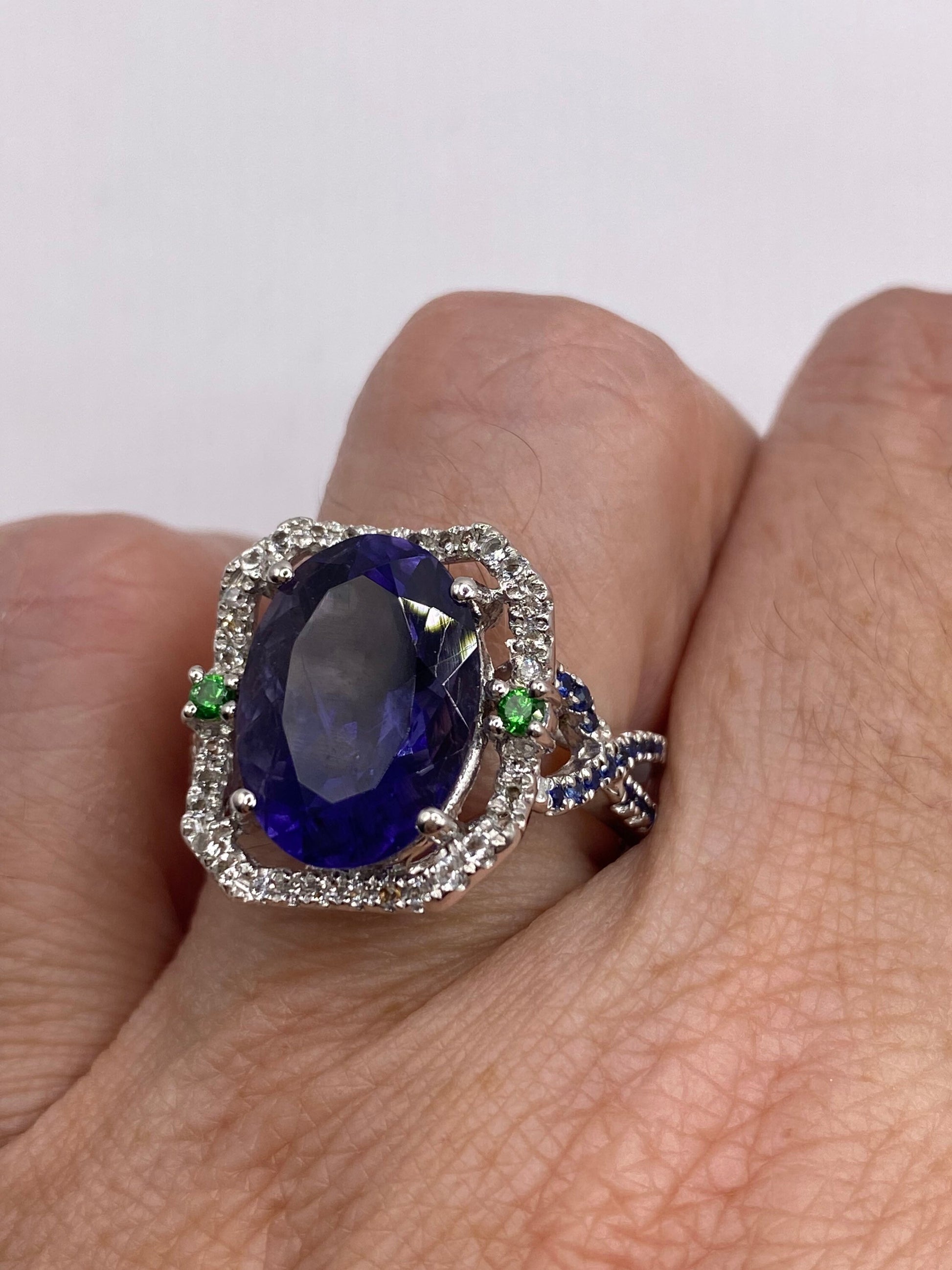 Vintage Blue Iolite 925 Sterling Silver Ring