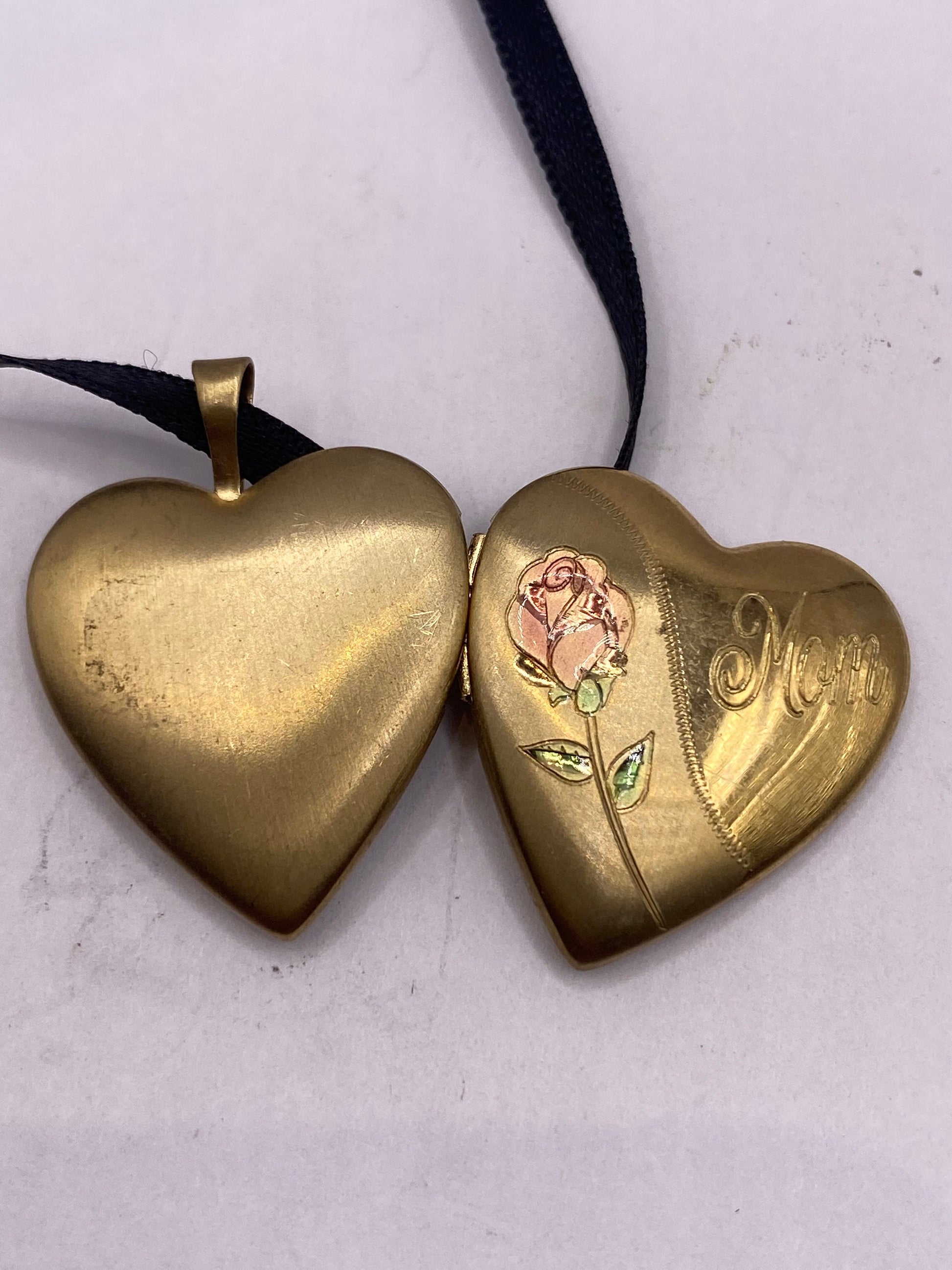 Vintage Heart Locket Choker Gold Filled MOM Necklace