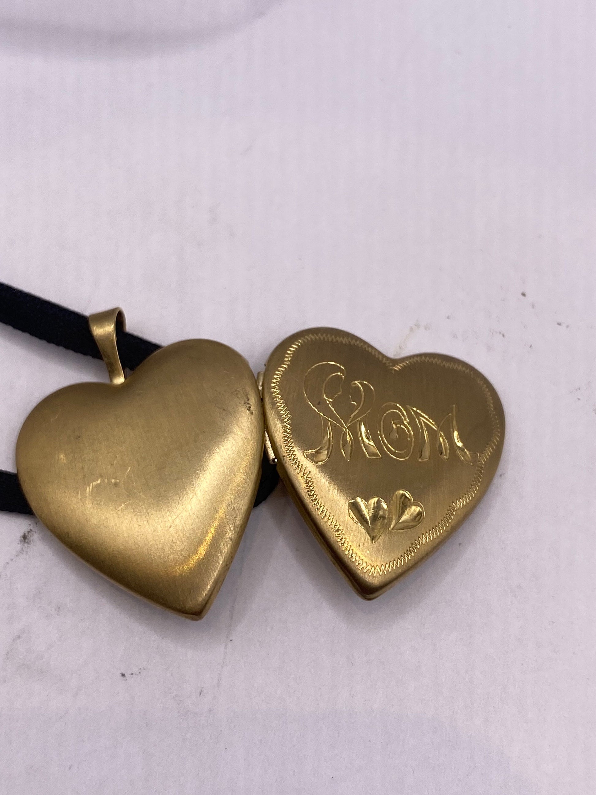 Vintage Heart Locket Choker Gold Filled MOM Necklace