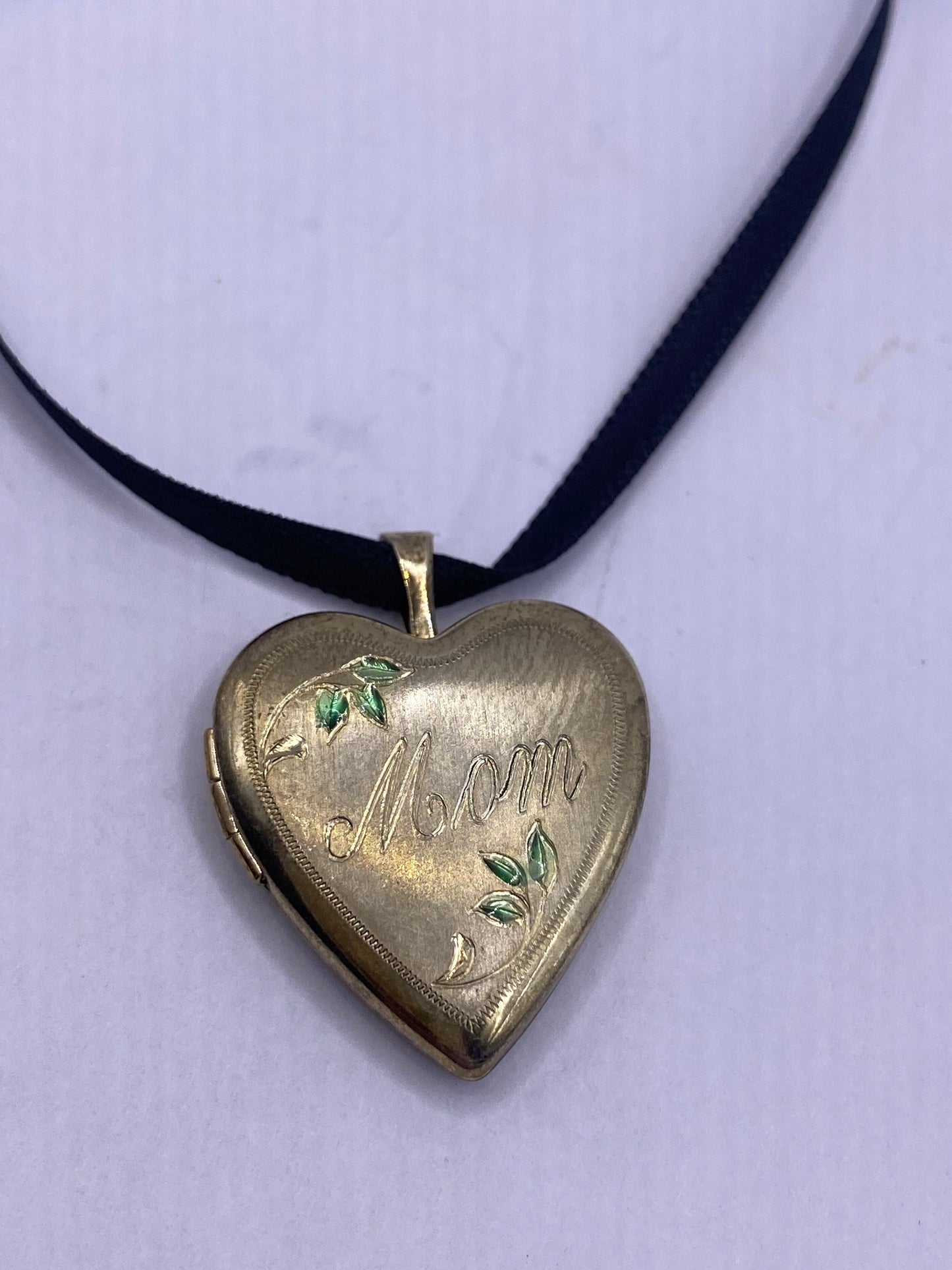 Vintage Heart Locket Choker Gold Filled MOM Necklace