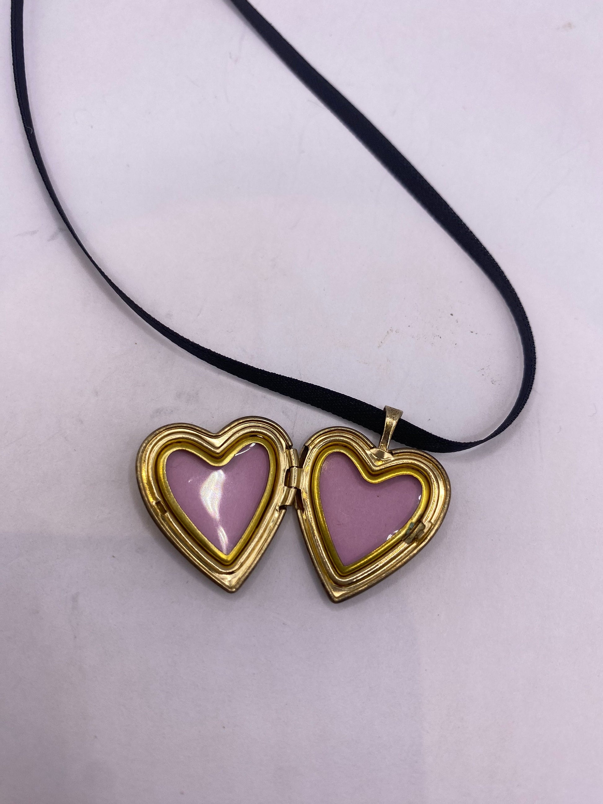 Vintage Heart Locket Choker Gold Filled MOM Necklace