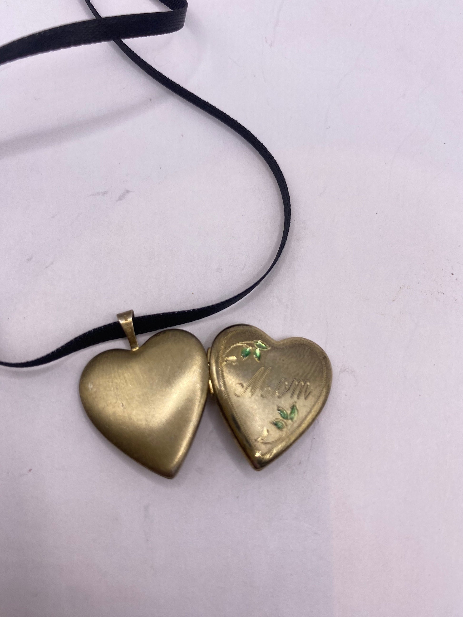 Vintage Heart Locket Choker Gold Filled MOM Necklace