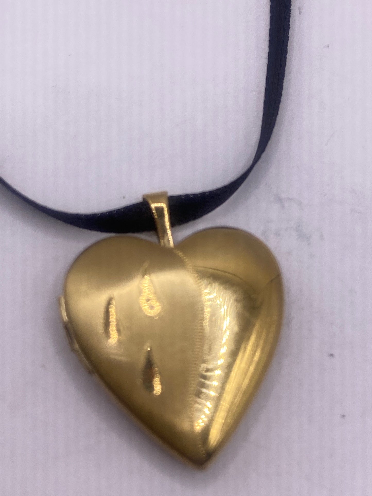 Vintage Gold Locket | Tiny Heart 9k Gold Filled Pendant Photo Memory Charm Engraved Teardrops | Choker Necklace